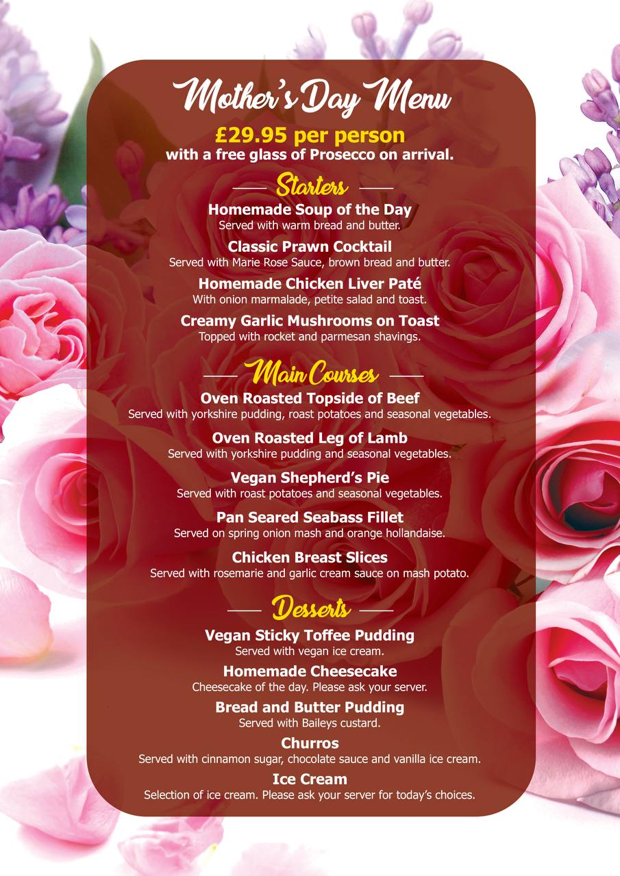 cafe zoot Mother day special menu